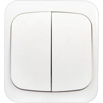 Επίτοιχος διακόπτης διπλός Α/Ρ IP44 λευκός