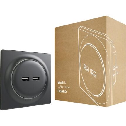FIBARO Χωνευτή πρίζα USB (Ανθρακί) - Σειρά Walli